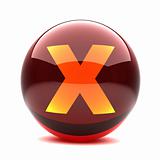 3d glossy sphere with orange letter - X