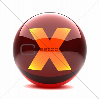 3d glossy sphere with orange letter - X