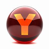 3d glossy sphere with orange letter - Y