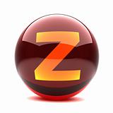 3d glossy sphere with orange letter - Z
