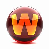 3d glossy sphere with orange letter - W
