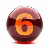 3d glossy sphere with orange digit - 6