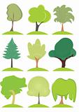 Collection icons. Leaves, trees