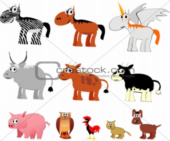 cartoon farm animals vector 