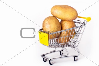 Shopping cart with potatoes
