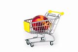 Shopping cart with a large peach
