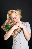 happy woman with gift box