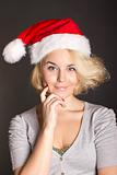 girl with a Christmas hat