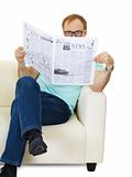 man reads the news in the newspaper
