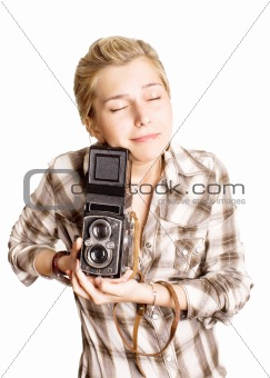 young girl with camera 