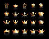 Gold crown icons set. Illustration vector