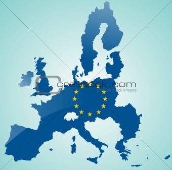 Map of European Union with flag of EU