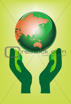 hands holding the globe