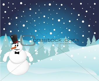 Snowman on Christmas Background