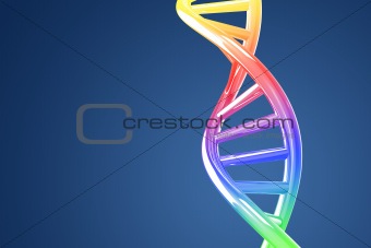 Colorful DNA helix on a blue background