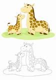 Vector family of giraffes