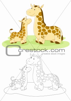 Vector family of giraffes