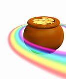 Rainbow and pot with golden coins