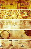 Set of banners with paper texture and drops of coffee 