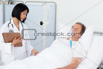 Nurse whith her mature  patient