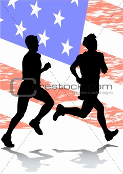 Running man and flag