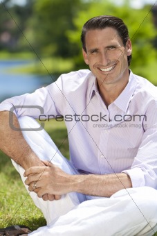 Outdoor Portrait of Handsome Middle Aged Man
