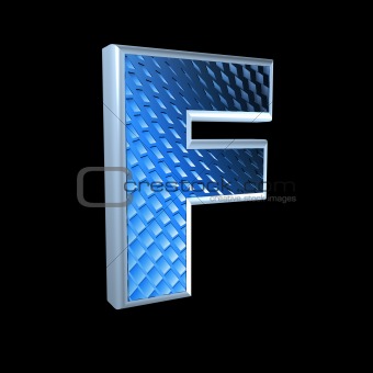 abstract 3d letter with blue pattern texture - F