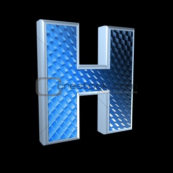 abstract 3d letter with blue pattern texture - H