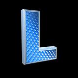 abstract 3d letter with blue pattern texture - L