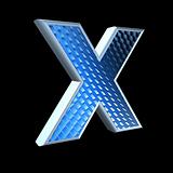 abstract 3d letter with blue pattern texture - X