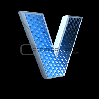 abstract 3d letter with blue pattern texture - V