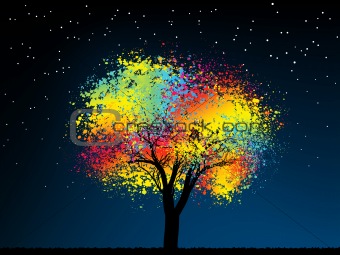 Abstract colorful midnight tree. EPS 8
