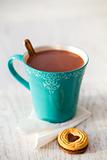 Hot chocolate and biscuit