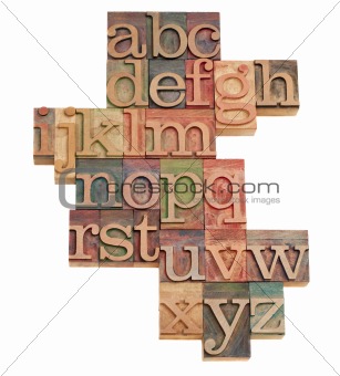 alphabet abstract in wooden fonts