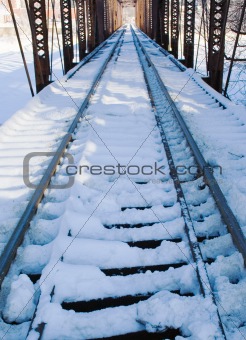 Snow on railroad tressle