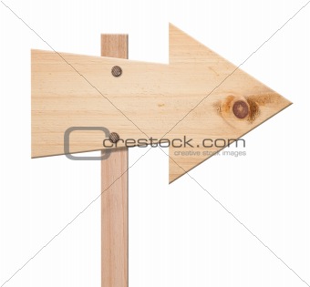 Wood arrow sign isolated,
