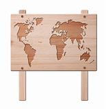 World map sign, isolated, clipping path.