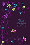 Floral card background with flower and  butterfly