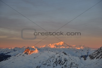 mountain snow sunset