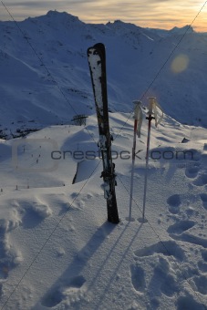 mountain snow ski sunset