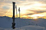 mountain snow ski sunset