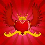 Flying Heart with Wings and Gold Crown
