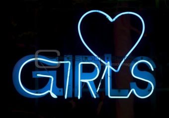 Girls in blue neon