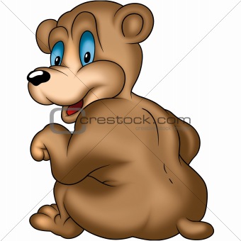 Brown sitting and smiling bear