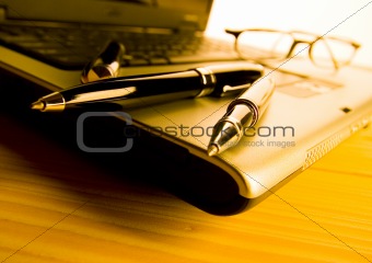 Laptop & Ballpoint & Glasses