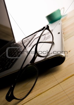 Laptop & Ballpoint & Glasses