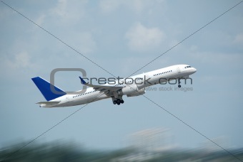 Transport airplane in flight