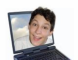 Happy boy in laptop