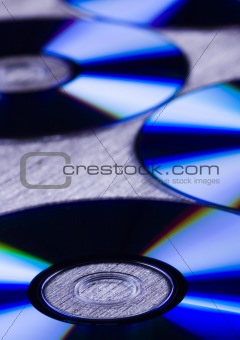 Closeup of a row of CDs
