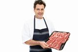 Butcher showcasing steak